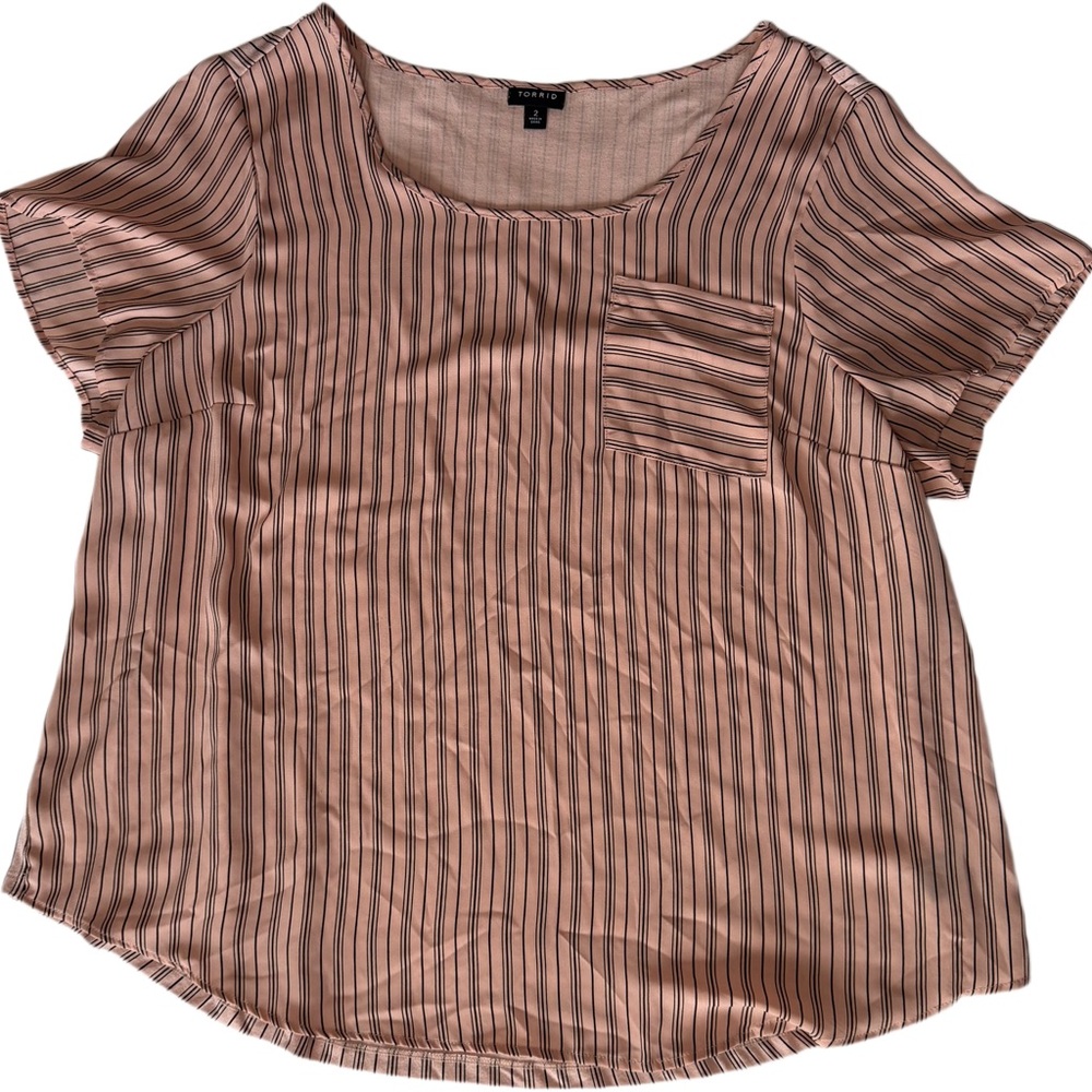 Torrid Pink Striped Short Sleeve Top